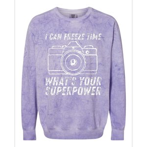 I Can Freeze Time Superpower Photographer Camera Photography Colorblast Crewneck Sweatshirt