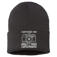 I Can Freeze Time Superpower Photographer Camera Photography Sustainable Knit Beanie