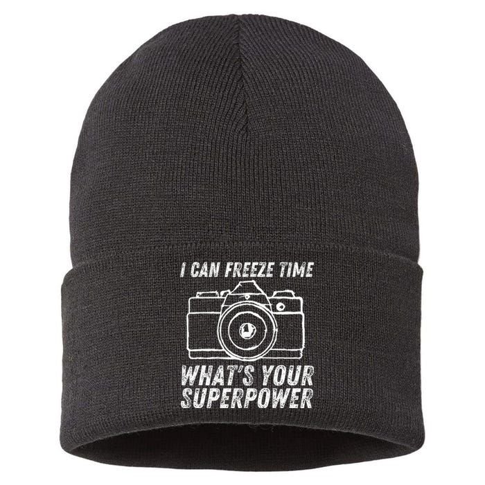 I Can Freeze Time Superpower Photographer Camera Photography Sustainable Knit Beanie