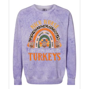 I Care For The Cutest Turkeys Thanksgiving NICU Nurse Colorblast Crewneck Sweatshirt