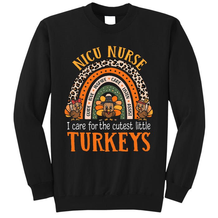 I Care For The Cutest Turkeys Thanksgiving NICU Nurse Tall Sweatshirt