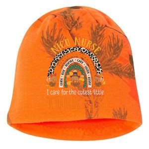 I Care For The Cutest Turkeys Thanksgiving NICU Nurse Kati - Camo Knit Beanie