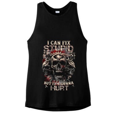 I Can Fix Stupid But Its Gonna Hurt Cool Skull Ladies PosiCharge Tri-Blend Wicking Tank
