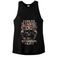 I Can Fix Stupid But Its Gonna Hurt Cool Skull Ladies PosiCharge Tri-Blend Wicking Tank