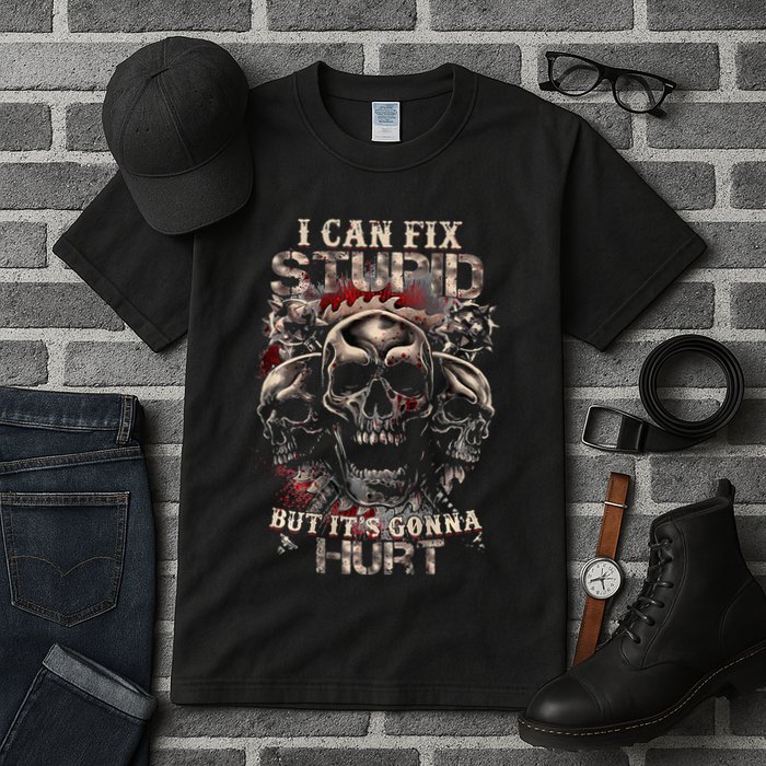 I Can Fix Stupid But Its Gonna Hurt Cool Skull Tall T-Shirt