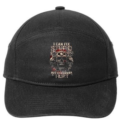 I Can Fix Stupid But Its Gonna Hurt Cool Skull 7-Panel Snapback Hat
