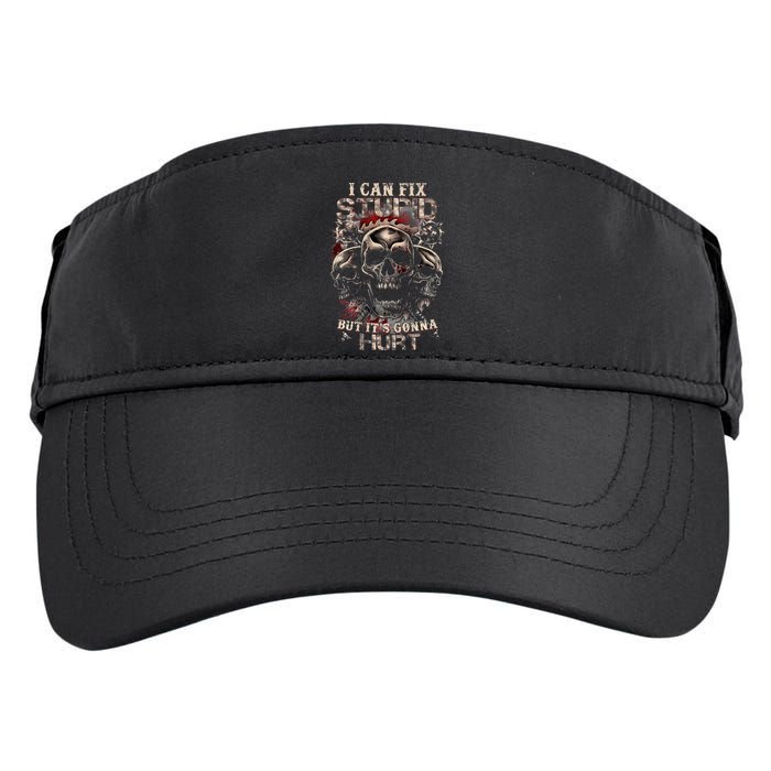 I Can Fix Stupid But Its Gonna Hurt Cool Skull Adult Drive Performance Visor
