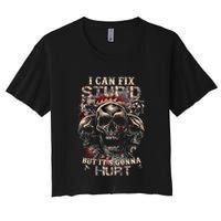 I Can Fix Stupid But Its Gonna Hurt Cool Skull Crop Top
