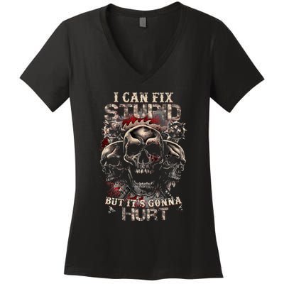 I Can Fix Stupid But Its Gonna Hurt Cool Skull Women's V-Neck T-Shirt