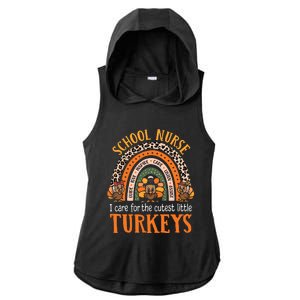 I Care For The Cutest Turkeys Cute Thanksgiving School Nurse Ladies PosiCharge Tri-Blend Wicking Draft Hoodie Tank