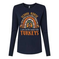 I Care For The Cutest Turkeys Cute Thanksgiving School Nurse Womens Cotton Relaxed Long Sleeve T-Shirt