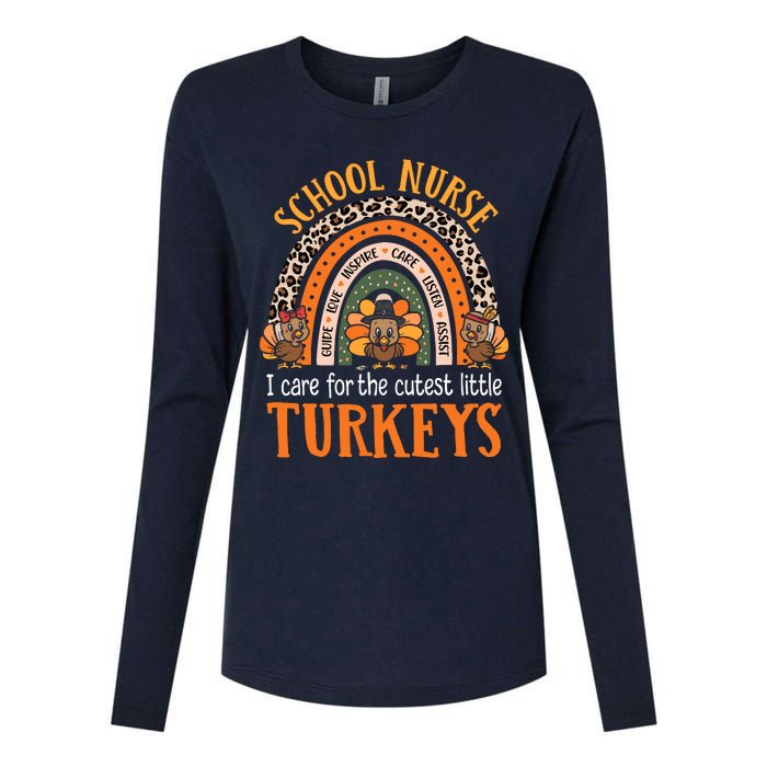 I Care For The Cutest Turkeys Cute Thanksgiving School Nurse Womens Cotton Relaxed Long Sleeve T-Shirt