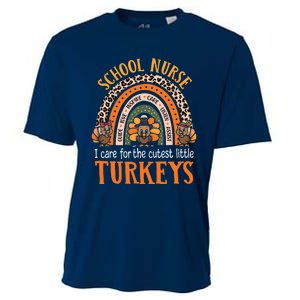 I Care For The Cutest Turkeys Cute Thanksgiving School Nurse Cooling Performance Crew T-Shirt