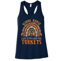 I Care For The Cutest Turkeys Cute Thanksgiving School Nurse Women's Racerback Tank