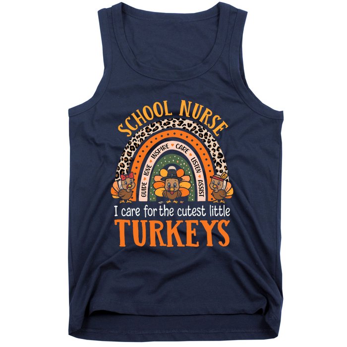 I Care For The Cutest Turkeys Cute Thanksgiving School Nurse Tank Top