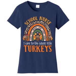 I Care For The Cutest Turkeys Cute Thanksgiving School Nurse Women's T-Shirt