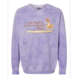 I Can Feel It In My Nuggets Man Surfing Chicken Colorblast Crewneck Sweatshirt