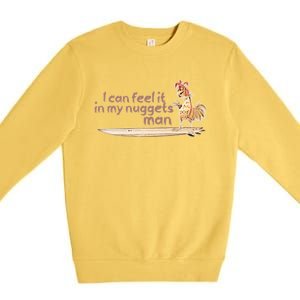 I Can Feel It In My Nuggets Man Surfing Chicken Premium Crewneck Sweatshirt