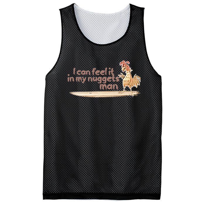 I Can Feel It In My Nuggets Man Surfing Chicken Mesh Reversible Basketball Jersey Tank