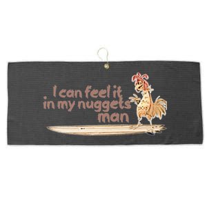 I Can Feel It In My Nuggets Man Surfing Chicken Large Microfiber Waffle Golf Towel