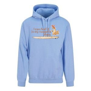 I Can Feel It In My Nuggets Man Surfing Chicken Unisex Surf Hoodie