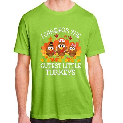 I Care For The Cutest Little Turkeys Thanksgiving Fall NICU Adult ChromaSoft Performance T-Shirt