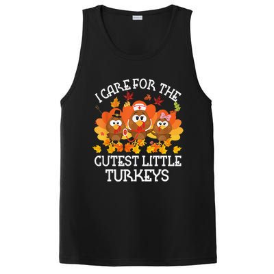 I Care For The Cutest Little Turkeys Thanksgiving Fall NICU PosiCharge Competitor Tank