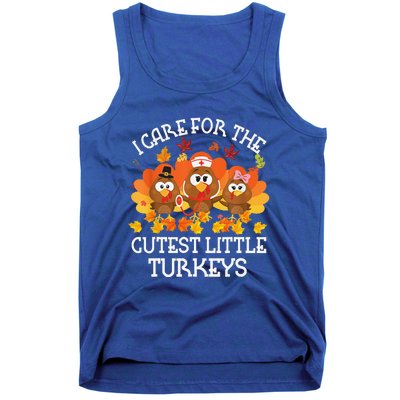 I Care For The Cutest Little Turkeys Thanksgiving Fall NICU Tank Top