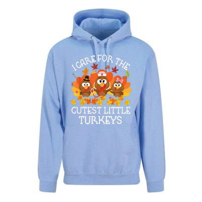 I Care For The Cutest Little Turkeys Thanksgiving Fall NICU Unisex Surf Hoodie