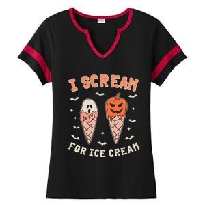 I Cream For Ice Cream Funny Trick Or Treat Halloween Ladies Halftime Notch Neck Tee