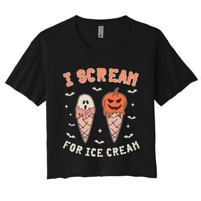 I Cream For Ice Cream Funny Trick Or Treat Halloween Women's Crop Top Tee