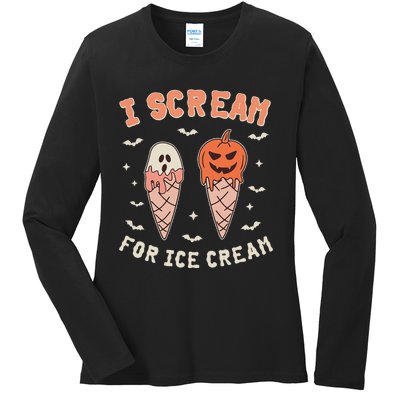 I Cream For Ice Cream Funny Trick Or Treat Halloween Ladies Long Sleeve Shirt