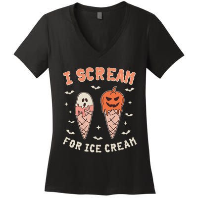 I Cream For Ice Cream Funny Trick Or Treat Halloween Women's V-Neck T-Shirt