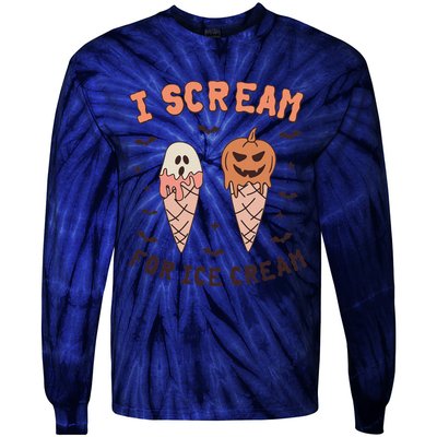 I Cream For Ice Cream Funny Trick Or Treat Halloween Party Tie-Dye Long Sleeve Shirt