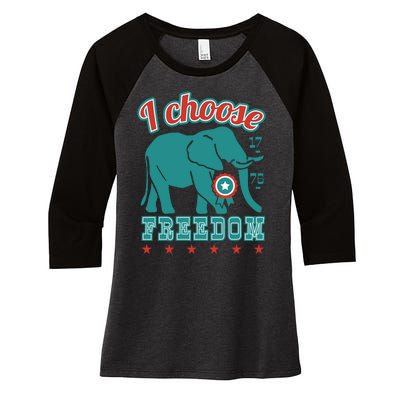 I Choose Freedom Republican Political Women's Tri-Blend 3/4-Sleeve Raglan Shirt