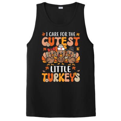 I Care For The Cutest Little Turkeys Thanksgiving Fall Nurse Gift PosiCharge Competitor Tank