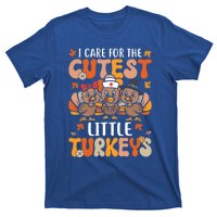 I Care For The Cutest Little Turkeys Thanksgiving Fall Nurse Gift T-Shirt