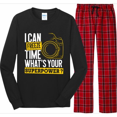 I Can Freeze Time Superpower Gift Photographer Camera Great Gift Long Sleeve Pajama Set