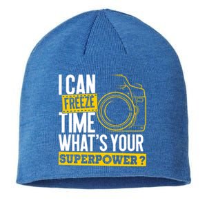 I Can Freeze Time Superpower Gift Photographer Camera Great Gift Sustainable Beanie