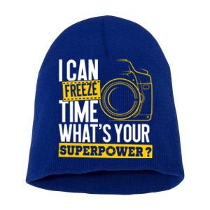 I Can Freeze Time Superpower Gift Photographer Camera Great Gift Short Acrylic Beanie