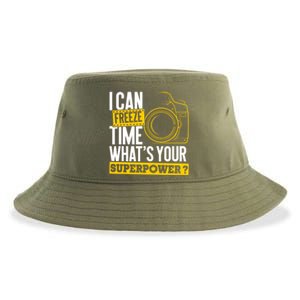 I Can Freeze Time Superpower Gift Photographer Camera Great Gift Sustainable Bucket Hat