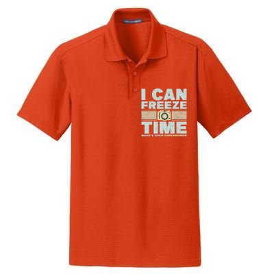 I Can Freeze Time Superpower Camera Photographer Gift Dry Zone Grid Polo