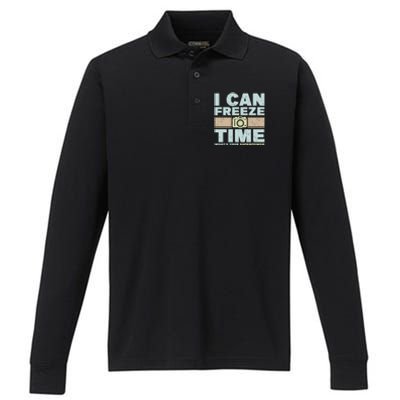 I Can Freeze Time Superpower Camera Photographer Gift Performance Long Sleeve Polo