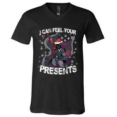 I Can Feel Your Presents Christmas Star Merry Wars Holiday Season Lover V-Neck T-Shirt