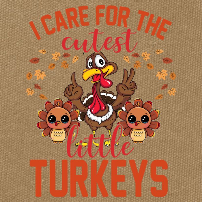 I Care For The Cutest Little Turkeys Thanksgiving Teacher Cotton Canvas Backpack