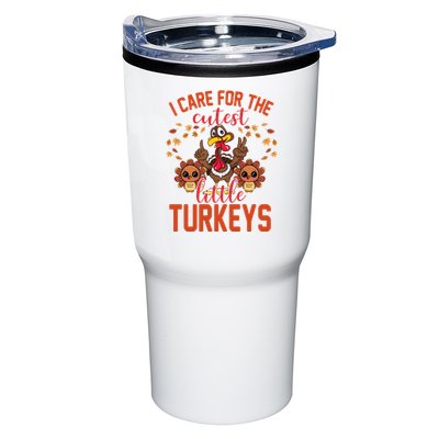 I Care For The Cutest Little Turkeys Thanksgiving Teacher Tumbler