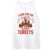 I Care For The Cutest Little Turkeys Thanksgiving Teacher PosiCharge Competitor Tank