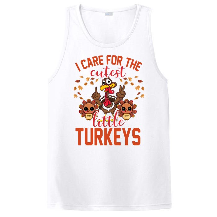 I Care For The Cutest Little Turkeys Thanksgiving Teacher PosiCharge Competitor Tank