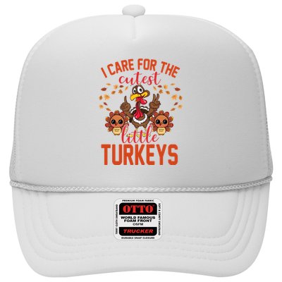I Care For The Cutest Little Turkeys Thanksgiving Teacher Trucker Hat