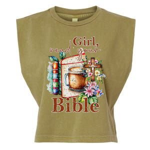 Inspirational Christian Girl Read Your Bible Garment-Dyed Women's Muscle Tee